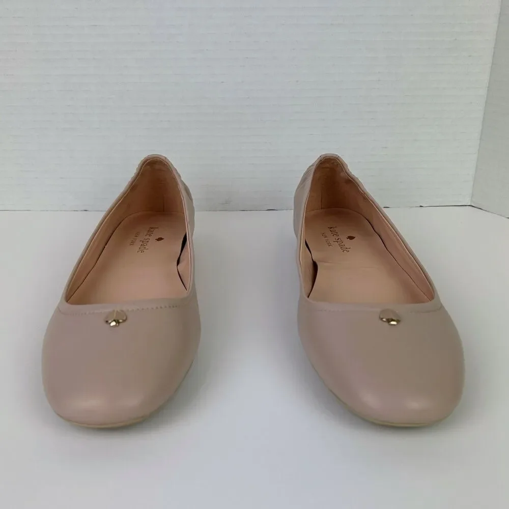 Kate Spade Keaton Ballet Flats Nude Pink Leather Slip on Shoes Neutral Women 8.5